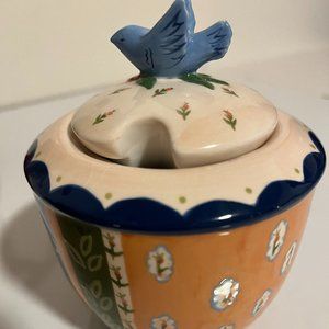 ZRIKE JELLY/JAM HANDPAINTED JAR CANISTER W/ LID No Spoon 3" LORI SIEBERT OLIKA